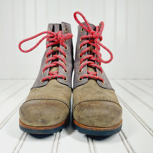 Sorel PDX 1964 Lexie Premium Leather Waterproof Wedge Lace Up Booties i 765 - Picture 3 of 10